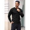 COOFANDY Mens Knit Henley Sweater Long Sleeve Button Down Lightweight Sweater Fall Slim Fit Ribbed Pullover(All Black)