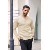 COOFANDY Mens Knit Henley Sweater Long Sleeve Button Down Lightweight Sweater Fall Slim Fit Ribbed Pullover(Beige)