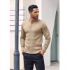 COOFANDY Mens Knit Henley Sweater Long Sleeve Button Down Lightweight Sweater Fall Slim Fit Ribbed Pullover(Khaki)