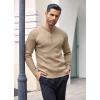COOFANDY Mens Knit Henley Sweater Long Sleeve Button Down Lightweight Sweater Fall Slim Fit Ribbed Pullover(Khaki)