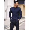 COOFANDY Mens Knit Henley Sweater Long Sleeve Button Down Lightweight Sweater Fall Slim Fit Ribbed Pullover(Navy Blue)