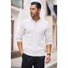 COOFANDY Mens Knit Henley Sweater Long Sleeve Button Down Lightweight Sweater Fall Slim Fit Ribbed Pullover(White)