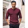 COOFANDY Mens Knit Henley Sweater Long Sleeve Button Down Lightweight Sweater Fall Slim Fit Ribbed Pullover(Wine Red)
