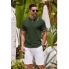 COOFANDY Men’s Knit Polo Shirts Casual Short Sleeve Button Down Shirts Crochet Classic Golf Polo Collared Shirts(Army Green)