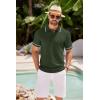 COOFANDY Men’s Knit Polo Shirts Casual Short Sleeve Button Down Shirts Crochet Classic Golf Polo Collared Shirts(Army Green)