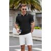 COOFANDY Men’s Knit Polo Shirts Casual Short Sleeve Button Down Shirts Crochet Classic Golf Polo Collared Shirts(Black)