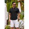 COOFANDY Men’s Knit Polo Shirts Casual Short Sleeve Button Down Shirts Crochet Classic Golf Polo Collared Shirts(Black)
