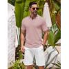COOFANDY Men’s Knit Polo Shirts Casual Short Sleeve Button Down Shirts Crochet Classic Golf Polo Collared Shirts(Bright Pink)