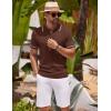 COOFANDY Men’s Knit Polo Shirts Casual Short Sleeve Button Down Shirts Crochet Classic Golf Polo Collared Shirts(Brown)