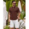 COOFANDY Men’s Knit Polo Shirts Casual Short Sleeve Button Down Shirts Crochet Classic Golf Polo Collared Shirts(Brown)