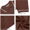 COOFANDY Men’s Knit Polo Shirts Casual Short Sleeve Button Down Shirts Crochet Classic Golf Polo Collared Shirts(Brown)
