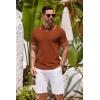 COOFANDY Men’s Knit Polo Shirts Casual Short Sleeve Button Down Shirts Crochet Classic Golf Polo Collared Shirts(Caramel)