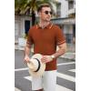 COOFANDY Men’s Knit Polo Shirts Casual Short Sleeve Button Down Shirts Crochet Classic Golf Polo Collared Shirts(Caramel)