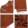 COOFANDY Men’s Knit Polo Shirts Casual Short Sleeve Button Down Shirts Crochet Classic Golf Polo Collared Shirts(Caramel)