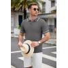 COOFANDY Men’s Knit Polo Shirts Casual Short Sleeve Button Down Shirts Crochet Classic Golf Polo Collared Shirts(Dark Grey)