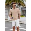 COOFANDY Men’s Knit Polo Shirts Casual Short Sleeve Button Down Shirts Crochet Classic Golf Polo Collared Shirts(Khaki)