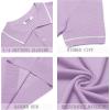 COOFANDY Men’s Knit Polo Shirts Casual Short Sleeve Button Down Shirts Crochet Classic Golf Polo Collared Shirts(Light Purple)