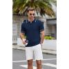COOFANDY Men’s Knit Polo Shirts Casual Short Sleeve Button Down Shirts Crochet Classic Golf Polo Collared Shirts(Navy Blue)