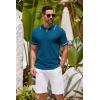 COOFANDY Men’s Knit Polo Shirts Casual Short Sleeve Button Down Shirts Crochet Classic Golf Polo Collared Shirts(Royal Blue)