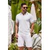 COOFANDY Men’s Knit Polo Shirts Casual Short Sleeve Button Down Shirts Crochet Classic Golf Polo Collared Shirts(White)