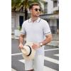 COOFANDY Men’s Knit Polo Shirts Casual Short Sleeve Button Down Shirts Crochet Classic Golf Polo Collared Shirts(White)