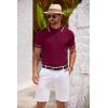 COOFANDY Men’s Knit Polo Shirts Casual Short Sleeve Button Down Shirts Crochet Classic Golf Polo Collared Shirts(Wine Red)