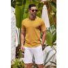 COOFANDY Men’s Knit Polo Shirts Casual Short Sleeve Button Down Shirts Crochet Classic Golf Polo Collared Shirts(Yellow)