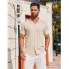 COOFANDY Mens Knit Shirt Short Sleeve Button Down Shirts Casual Summer Beach Vintage Polo Shirts Cream