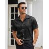 COOFANDY Men’s Knit Shirts Short Sleeve Button Down Polo Shirt Fashion Casual Summer Beach Shirts(01 Black)