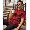 COOFANDY Men’s Knit Shirts Short Sleeve Button Down Polo Shirt Fashion Casual Summer Beach Shirts(01 Red)