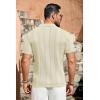 COOFANDY Men’s Knit Shirts Short Sleeve Button Down Polo Shirt Fashion Casual Summer Beach Shirts(Beige)