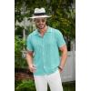 COOFANDY Men’s Knit Shirts Short Sleeve Button Down Polo Shirt Fashion Casual Summer Beach Shirts(Ceramic Green)