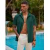 COOFANDY Men’s Knit Shirts Short Sleeve Button Down Polo Shirt Fashion Casual Summer Beach Shirts(Dark Green)