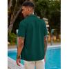 COOFANDY Men’s Knit Shirts Short Sleeve Button Down Polo Shirt Fashion Casual Summer Beach Shirts(Dark Green)