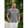 COOFANDY Men’s Knit Shirts Short Sleeve Button Down Polo Shirt Fashion Casual Summer Beach Shirts(Dark Grey)