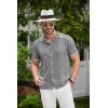 COOFANDY Men’s Knit Shirts Short Sleeve Button Down Polo Shirt Fashion Casual Summer Beach Shirts(Dark Grey)