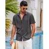 COOFANDY Men’s Knit Shirts Short Sleeve Button Down Polo Shirt Fashion Casual Summer Beach Shirts(Deep Grey)