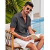 COOFANDY Men’s Knit Shirts Short Sleeve Button Down Polo Shirt Fashion Casual Summer Beach Shirts(Deep Grey)