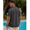 COOFANDY Men’s Knit Shirts Short Sleeve Button Down Polo Shirt Fashion Casual Summer Beach Shirts(Deep Grey)