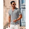 COOFANDY Men’s Knit Shirts Short Sleeve Button Down Polo Shirt Fashion Casual Summer Beach Shirts(Light Gray)