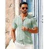 COOFANDY Men’s Knit Shirts Short Sleeve Button Down Polo Shirt Fashion Casual Summer Beach Shirts(Light Green)
