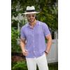 COOFANDY Men’s Knit Shirts Short Sleeve Button Down Polo Shirt Fashion Casual Summer Beach Shirts(Light Purple)