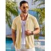 COOFANDY Men’s Knit Shirts Short Sleeve Button Down Polo Shirt Fashion Casual Summer Beach Shirts(Light Yellow)