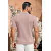COOFANDY Men’s Knit Shirts Short Sleeve Button Down Polo Shirt Fashion Casual Summer Beach Shirts(Pink)