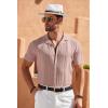 COOFANDY Men’s Knit Shirts Short Sleeve Button Down Polo Shirt Fashion Casual Summer Beach Shirts(Pink)