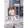 COOFANDY Men’s Knit Shirts Short Sleeve Button Down Polo Shirt Fashion Casual Summer Beach Shirts(White Full Shark)