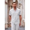 COOFANDY Men’s Knit Shirts Short Sleeve Button Down Polo Shirt Fashion Casual Summer Beach Shirts(White Full Shark)