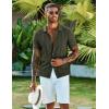 COOFANDY Men’s Knit Shirts Short Sleeve Casual Button Down Polo Shirt Summer Beach Vacation Shirts(Army Green)