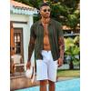 COOFANDY Men’s Knit Shirts Short Sleeve Casual Button Down Polo Shirt Summer Beach Vacation Shirts(Army Green)