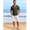 COOFANDY Men’s Knit Shirts Short Sleeve Casual Button Down Polo Shirt Summer Beach Vacation Shirts(Army Green)